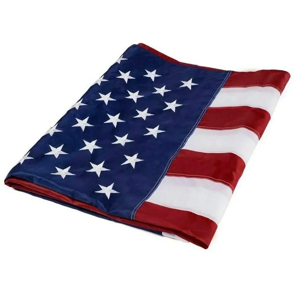 5x8 ft American Flag for Outdoor, 300D High Quality Embroidered Stars Sewn Stripes Brass Grommets Banners Gift Hanging