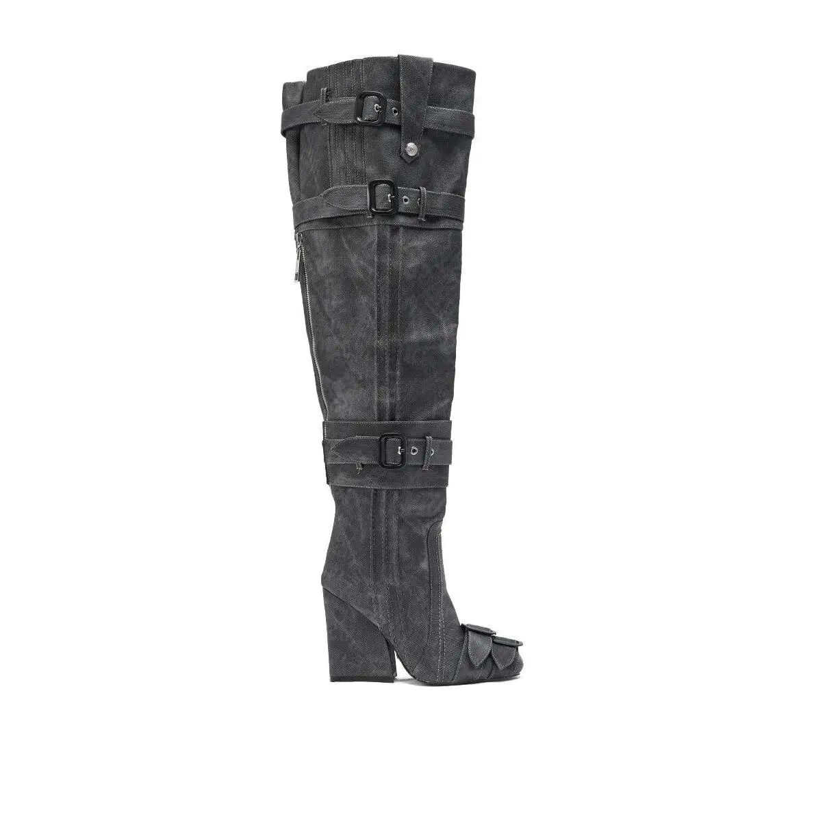 AZALEA WANG TRILLION CHARCOAL CHUNKY THIGH HIGH BOOT - TikTok Shop