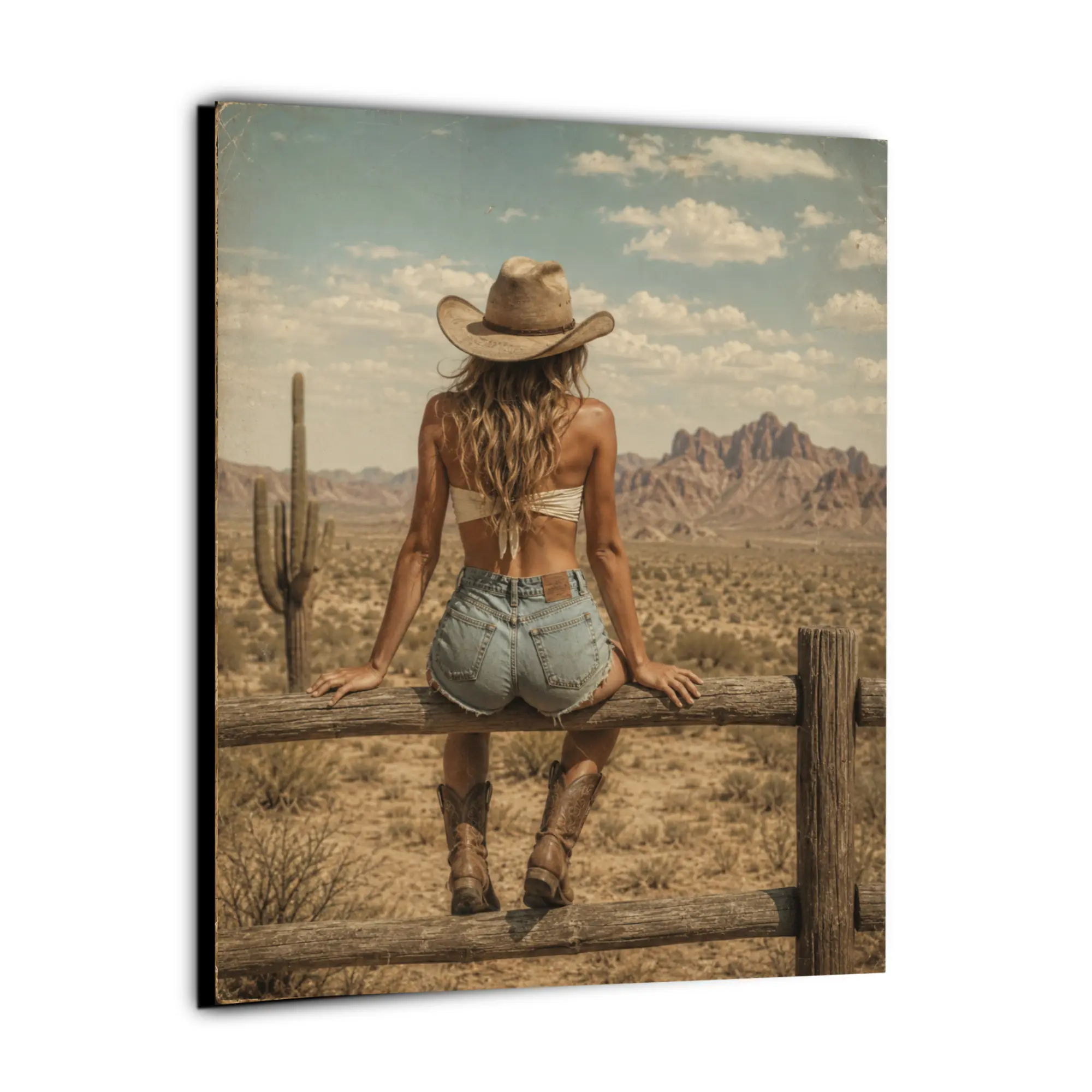 Western Desert Cowgirl Wall Art | Vintage Boho Southwestern Canvas Print | Rustic Ranch Decor | Desert Landscape Wall Decor