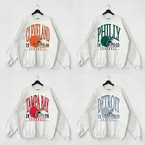 Vintage Football Sweatshirt Retro Game Day Crewneck Varsity Sports Fan Gift, Ash Grey Crewneck, All Teams Football Sweatshirt