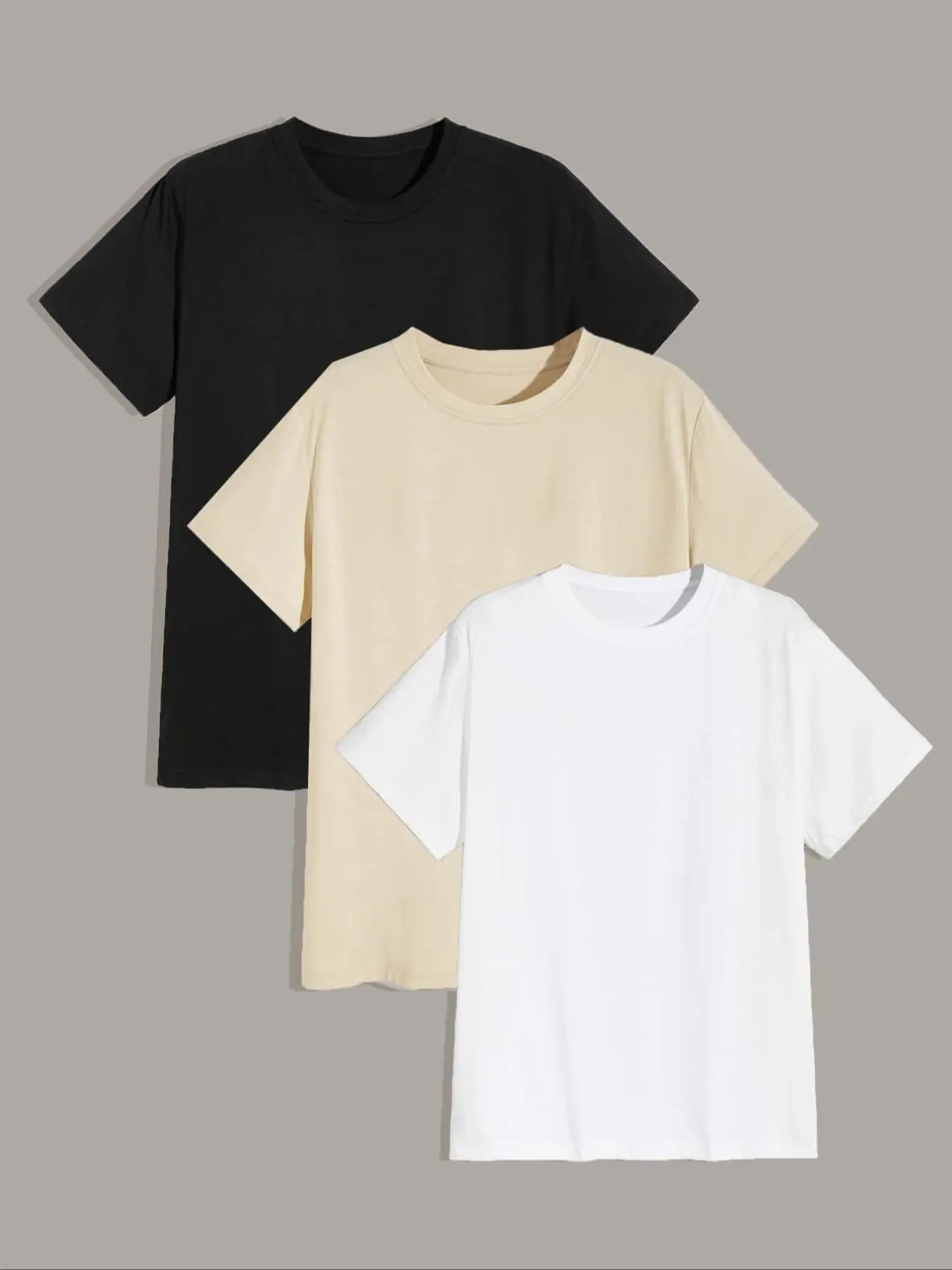Men's 3/6/9pcs Plain Round Neck Tee Set, Regular Fit Solid Color Short Sleeve T-Shirt, Casual Crew Neck Top for Summer