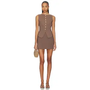 ALL THE WAYS Breeta Mini Skirt Set in Brown