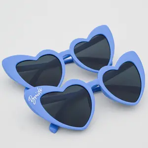 Custom Blue Heart Sunglasses, Personalized Dusty Blue Sunglasses, Last Toast Sunglass, Bridal Party Glasses, Bride Sunglasses