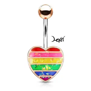 Rose Gold Love Rainbow Belly Ring Rose Gold Love Rainbow Belly Ring