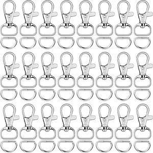 120 Pcs Keychains with D-rings, Including 60 Swivel Buckles and 60 D-rings, with An Inner Width of 1/2 Inch, Used for Making Bags, Straps, Dog Collars, Keychains, DIY Handmade Accessories