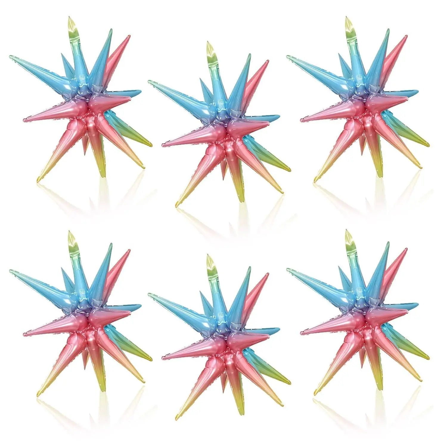 Gradient Star Balloons, 22 Inch Rainbow Foil Explosion Star Balloons, Large Spike Balloons Colorful Star Cone Balloons For Kids Birthday Rainbow Party Colorful Theme Party Decoration