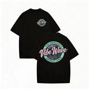 Men’s vintage washed wax-print T-shirt with double-sided crew neck logo letter print; street-style retro crew-neck short-sleeve T-shirt; summer gray/blue-green knit men’s top
