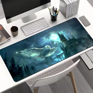 Wizard Castle Blue Magical Owl Patronus Large Game Mouse Pad,aesthetic desktop decoration protection pad,Rubber pad non-slip lock edge work pad,multi-size mouse pad suitable for laptop,desktop computer games, work,family, good gift for boys,girls,kids