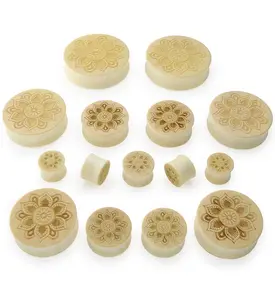 Engraved Mandala Flower Crocodile Wood Plugs