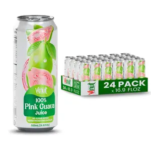 VINUT 100% Pink Guava Juice No Added Sugar 16.9 fl oz 500 mL Can 6/12/24 Pack Premium Fruit Beverage Natural Flavor