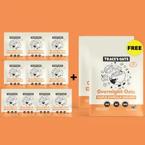 Maple Vanilla Walnut Overnight Oats – High Protein Breakfast | 15g Protein, Gluten-Free, No Added Sugar, Glyphosate-Free | Easy Prep Oatmeal (12 pack) Natural Nutty Muesli Fiber