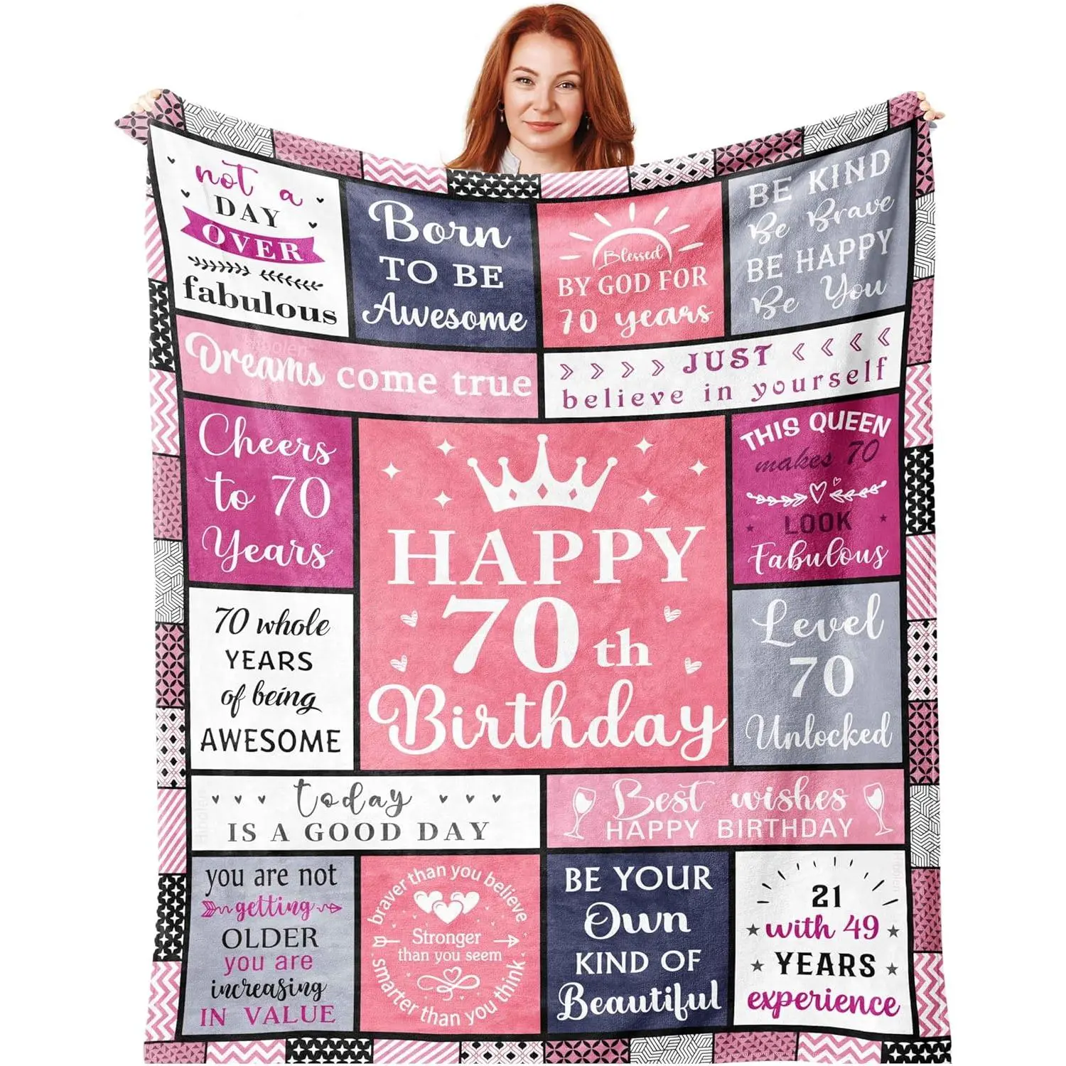 70th Birthday Gifts for Women Blanket 50"x60", 70th Birthday Gifts, Gifts for 70 Year Old Woman, 70th Birthday Decorations, 70 Year Old Birthday Gift for Ladies, 1955 Birthday Gift Ideas Throw