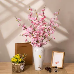Spring artificial flowers, multi-branched cherry blossom branches, wedding floral arrangements, home decor artificial flowers, hotel decorations, artificial peach blossoms