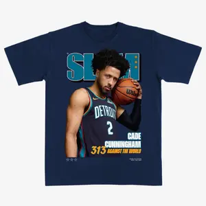 Cade Cunningham Slam Graphic T-Shirt – Basketball Tee, 313 Against The World Print, Vintage Streetwear Fan Shirt