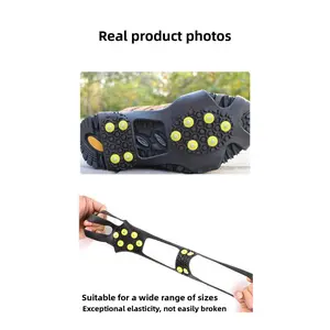 10-Tooth Steel Stud Ice Cleats: Slip-On Snow & Ice Traction Grips for Footwear (Fits Sizes 34-39) Safety Spikes Winter