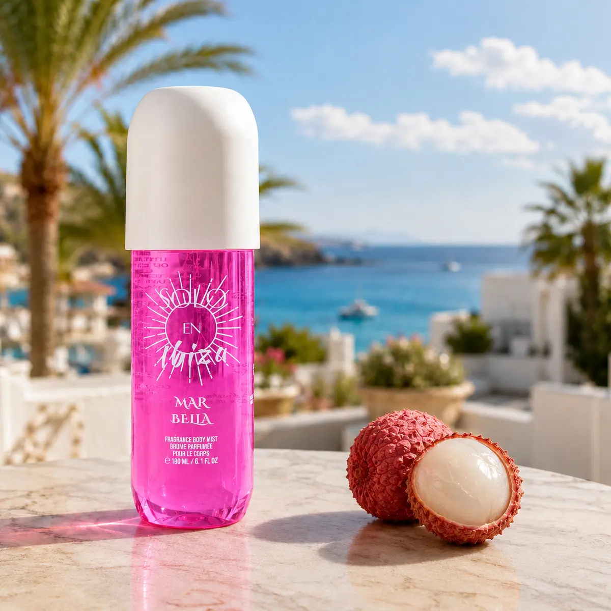 SOLO EN IBIZA Marbella Fruity Hair and Body Mist with Pitaya, Lychee & Hibiscus, Vanilla Scents, Scent Layering Option, Smelling Good Lasting Sweet Floral Perfume, Cruelty-Free, 180ml/6.1 fl oz