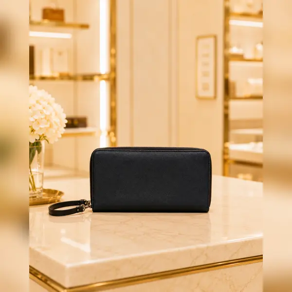 Pre-owned PRADA fance Clutches & Wristlets Saffiano Leather Zip Around Wristlet Wallet Black LA23266003