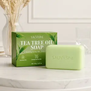 Viral Tea Tree Oil Soap Ceramide AP Lemon Extract Purifying Deep Cleansing Skin Barrier Support Brightening Bar Soap Cleanser Body Care