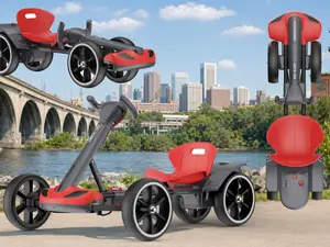 6V 390W Foldable Electric Go Kart for Kids, 360° Drift Ride On Toy Car with Anti-Slip Wheels, 3H Long Ride Time, Storage in Car Trunk