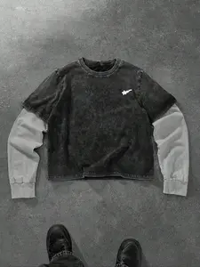 Manfinity Streetrush 1pc Men's Sweatshirt, Minimalist Graphic Chest Patch, Crew Neck Pullover, Sporty Casual Everyday Wear, Commute, Vacation, Back To School, Gift For Boyfriend/Husband, Unisex,Back To School, Emo Style, 2000s Style , Fall