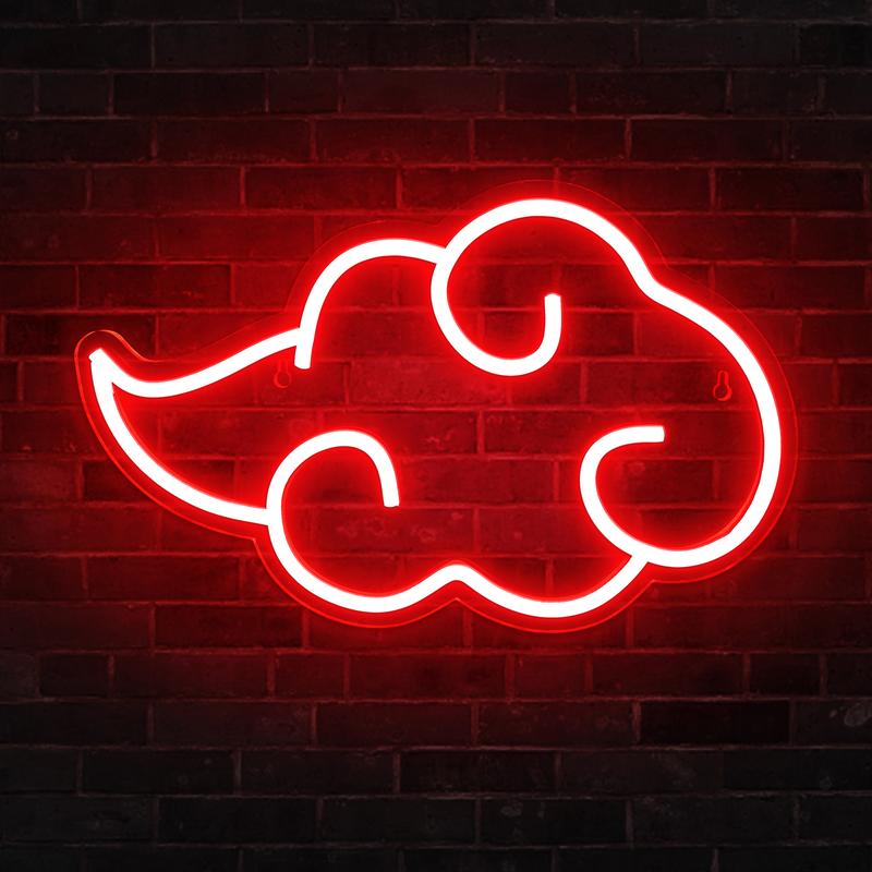 Cloud Anime Neon Sign, LED Neon Light, Game Neon Sign, Easy to Hang and Adjustable Brightness Wall Sign for Bedroom Game Room Party New Year's Gift Holiday Birthday Gift Multi-Speed Adjustable Smart Device (13.7x8.7in)