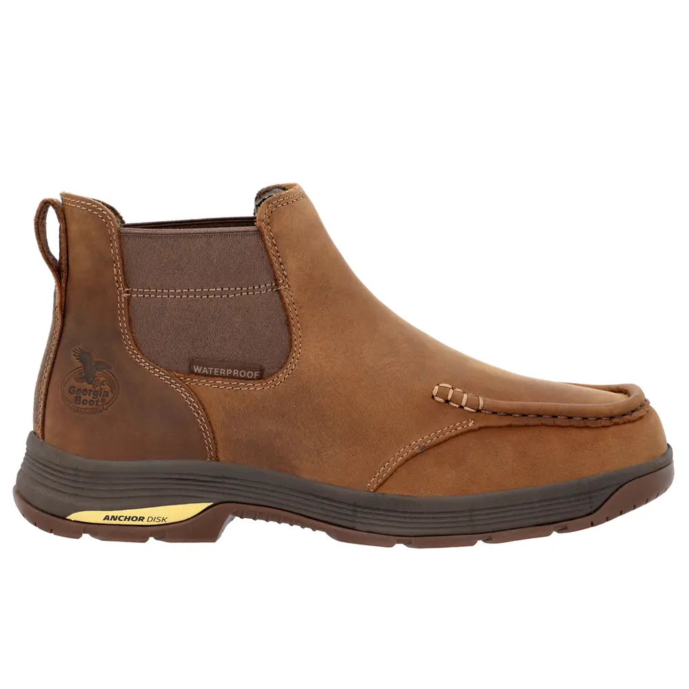 Georgia Boot Womens Athens Superlyte Chelsea 5 Inch Waterproof Soft Toe  Work/Duty - Brown