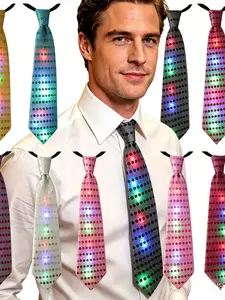 LED Glowing Sequin Tie Set for Parties, 10 Pieces Per Pack, Suitable for Adults and Teens, All Seasons Fashion Accessory