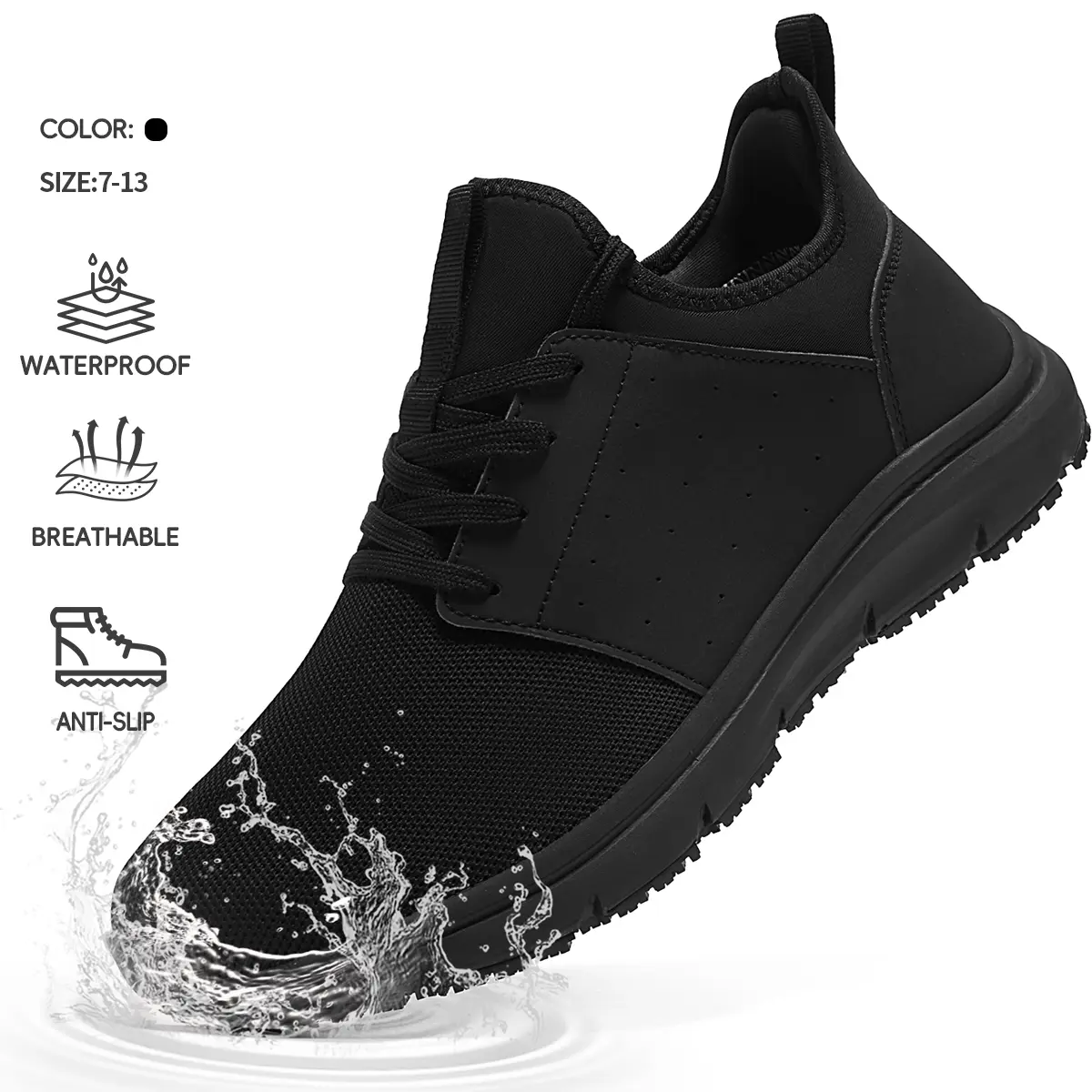 Non Slip Work Shoes For Women And Man Water Resistant Walking Comfortable And Durable Sneakers Food Service Chef Kitchen Shoes Footwear  Worker Waterproof Work Boots Workboots Black Rubber, Walking Shoes, Waterproof Nurse Shoes