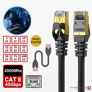 Cat 8 Ethernet Cable, RJ45 Gold-Plated Patch LAN Network Cable, Super Speed 40Gbps Lot
