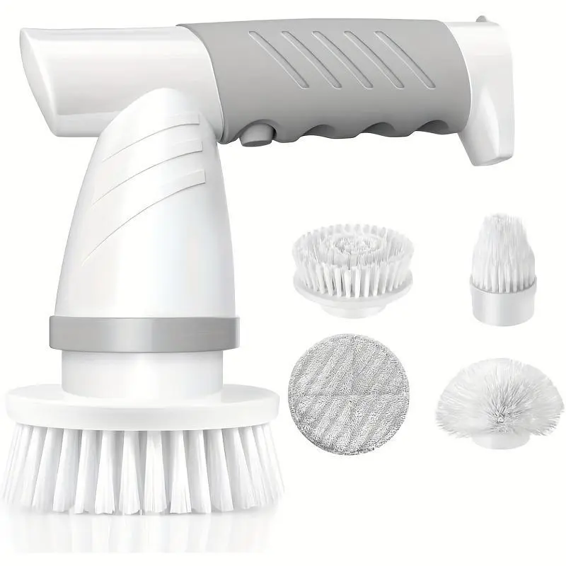 Spin scrubber, bathroom shower, electric scrubber for cleaning bathtubs/tiles/floors/sinks/windows, with 4 replaceable cleaning brush heads