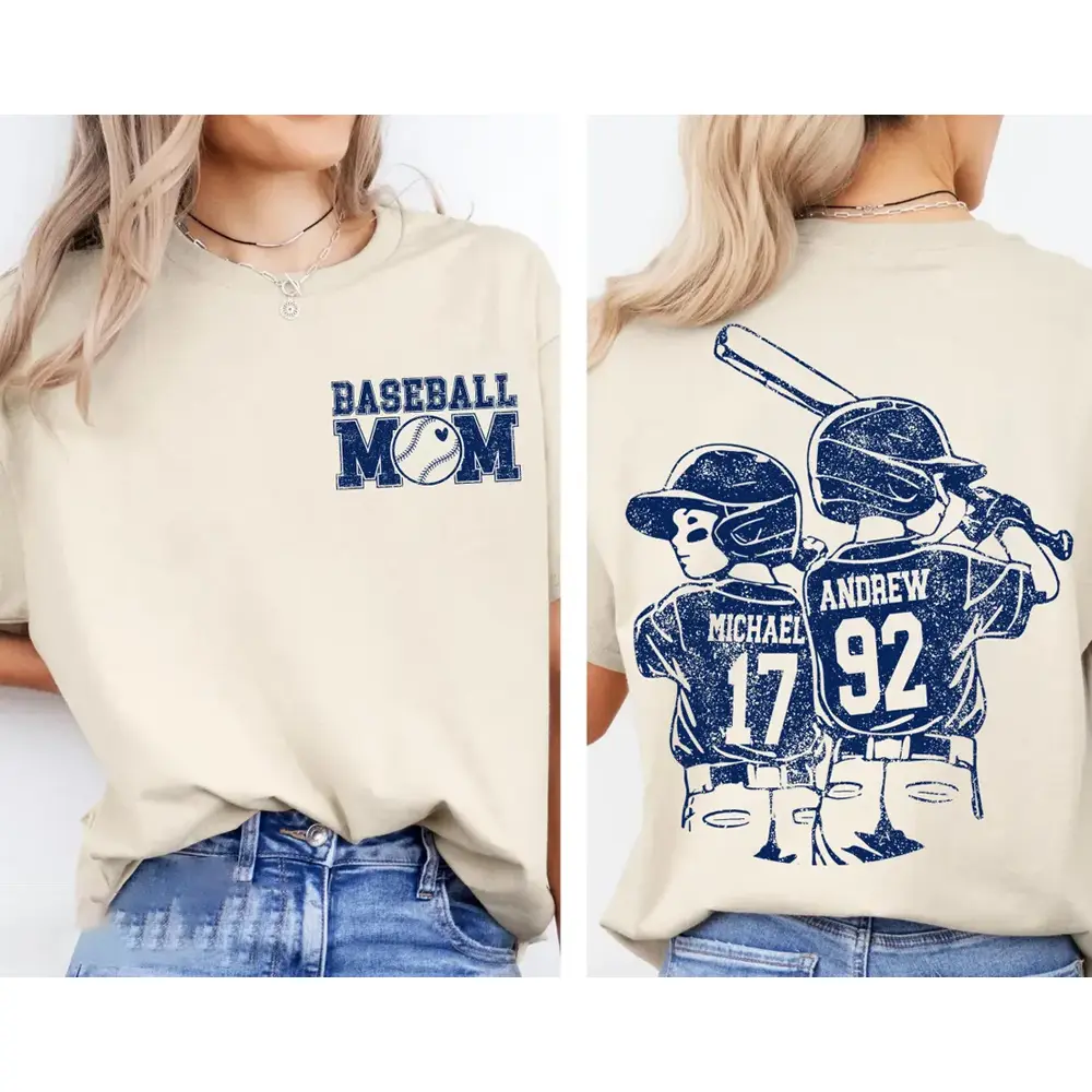 Customized Baseball Mom Shirt,Baseball Player Graphic Choice,Your Name Number Baseball Shirt,Gameday Mom Shirt