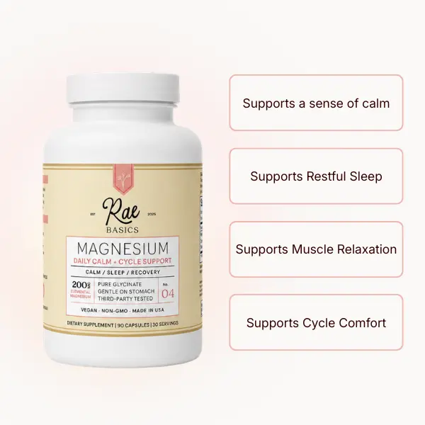 Rae Basics Magnesium Glycinate 200mg - 90 Capsules,  Supplement, Sleep Support, Muscle Support, Relaxation, Magnesium Vitamin