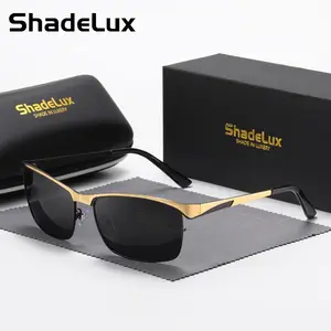 ShedaLux  unisex metal square frame polarized sunglasses for outdoor excursions, trendy oversized sunglasses