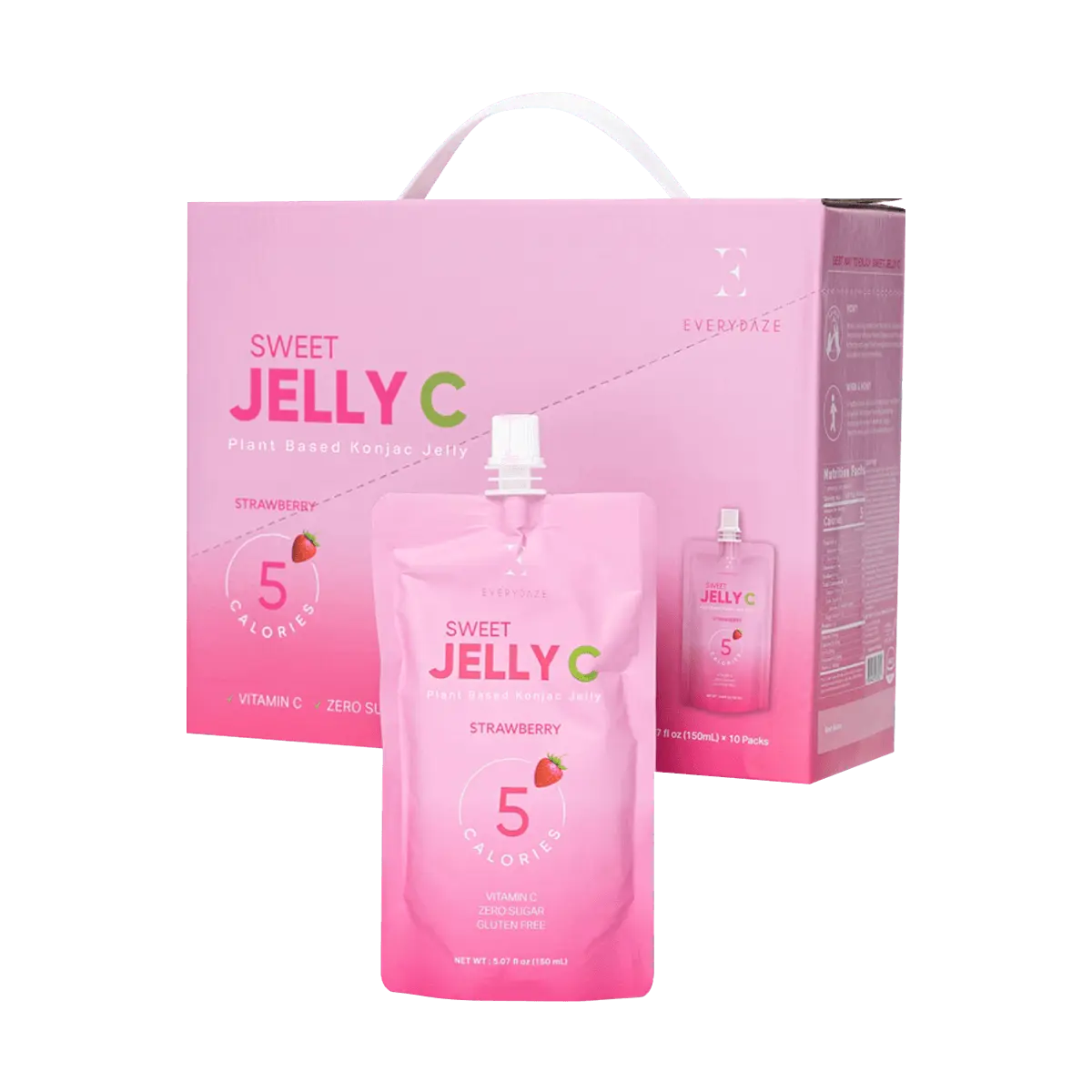 Everydaze Vitamin C Konjac Jelly, 5.07 fluid ounces x 10 packs, vegan, zero sugar, low calorie, slimming and beauty, strawberry fl