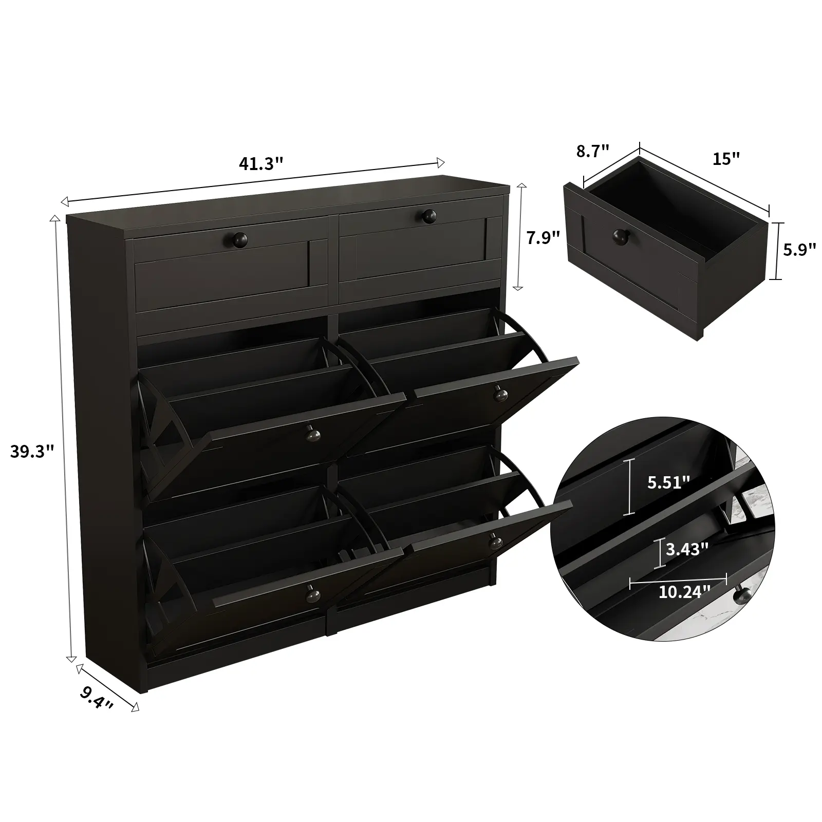 Black-4 Flip Drawers