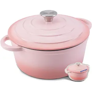 Enameled Cast Iron Dutch Oven - 5.5QT Pot with Lid,Oven Safe to 500°F,Heavy-Duty Cookware for Sourdough Bread Baking,Braising,Stews,Roasting Pink