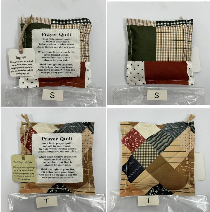 Vintage Prayer Blanket Square with Cross Inside, Mini Handmade Quilt, Religious Quilt, Colorful Stitched Blessing Poem Throw, Home Decor Gift Idea, Pocket Prayer Quilt #GLOBAL PICKS