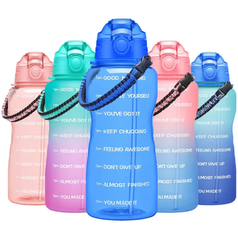High Capacity Sports Water Bottle - 1.5 Gal, Leak-Proof BPA-Free Wide Mouth Bottle with Time Marker & Straw, Portable Hydration Solution Hydration BFF for Gym, Travel