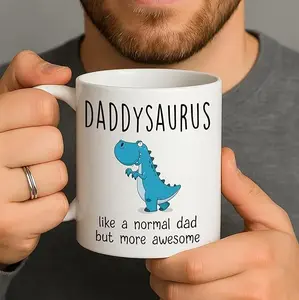 Father's Day Gift, Daddysaurus Accent Mug, Funny Best Dad Coffee Mug, World's Greatest F, I Mean Father, Best Cute Birthday Gifts for Dad Cup White, Ceramic Coffee Mug Tea Cup Fathers Day Gifts, Modern Coffee Lover Gift