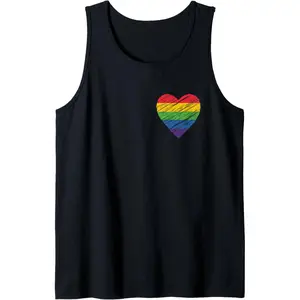 LGBT Rainbow Grunge Flag Pride Gay Lesbian Pride Month Heart Tank Top