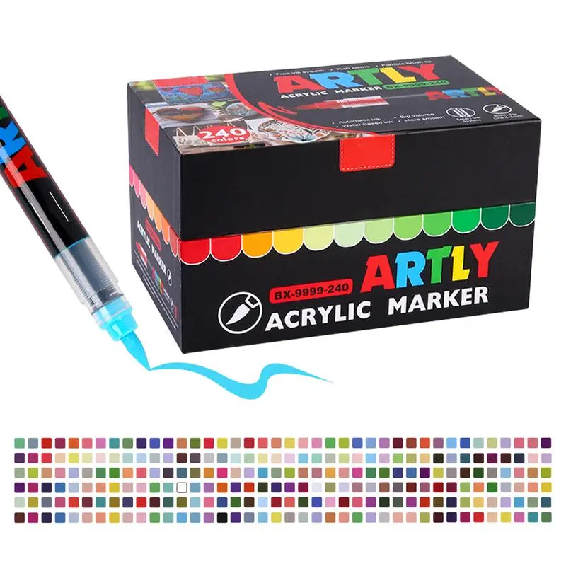 BIA Acrylic Brush Tip Markers - 1 Set Waterproof Office Art Supplies with Soft Brush Nibs, Comfortable Grip, Multi-Surface Use (Glass, Paper, Wood & Plastic) for Art Projects, Artists