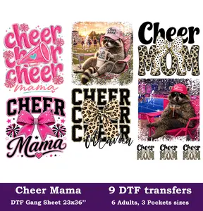 Cheer Mama DTF Gang Sheet, 23x36 in. Heat transfers