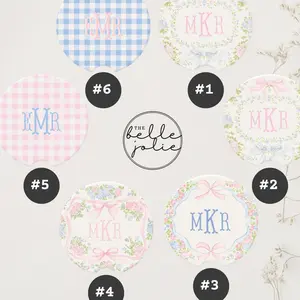 Custom Monogrammed Car Coaster Pink Blue Floral Coquette Grandmillennial Car Decor Personalized Gift for Her Preppy Cute Birthday Gift