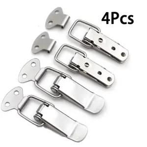 4pcs Stainless Steel Cabinet Box Spring Loaded Latch Lock Hardware, Sturdy Lock, Toggle Clip Buckle Lock for Boxes, Gift Boxes, Handbags