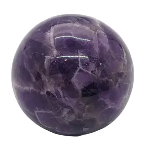Amethyst Crystal Sphere - Purple Crystals with Light Beams, Natural Finish, Round Shape