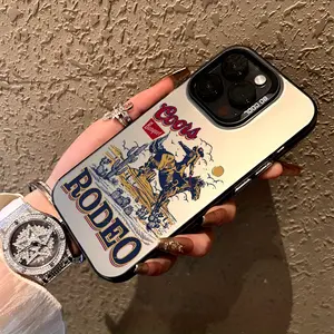 Stylish Western Culture Cowboy Rodeo Pattern Case for iPhone 17 16 15 14 Pro Max 13 12 11 XR XS Air Plus Shockproof Non Slip Military-Grade Protection Silicone Cover