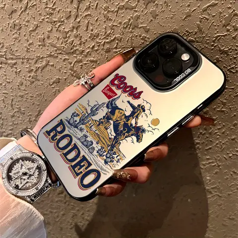Vintage Western Cowboy Rodeo Pattern Customized Cellphone Case - 1.2mm Military-Grade Shockproof Non-Slip Silicone Casing, Protective Cover with Decal Sticker, Fits iPhone 17 16 15 14 Pro Max 13 12 11 XR XS Air Plus, Durable Devices Accessories