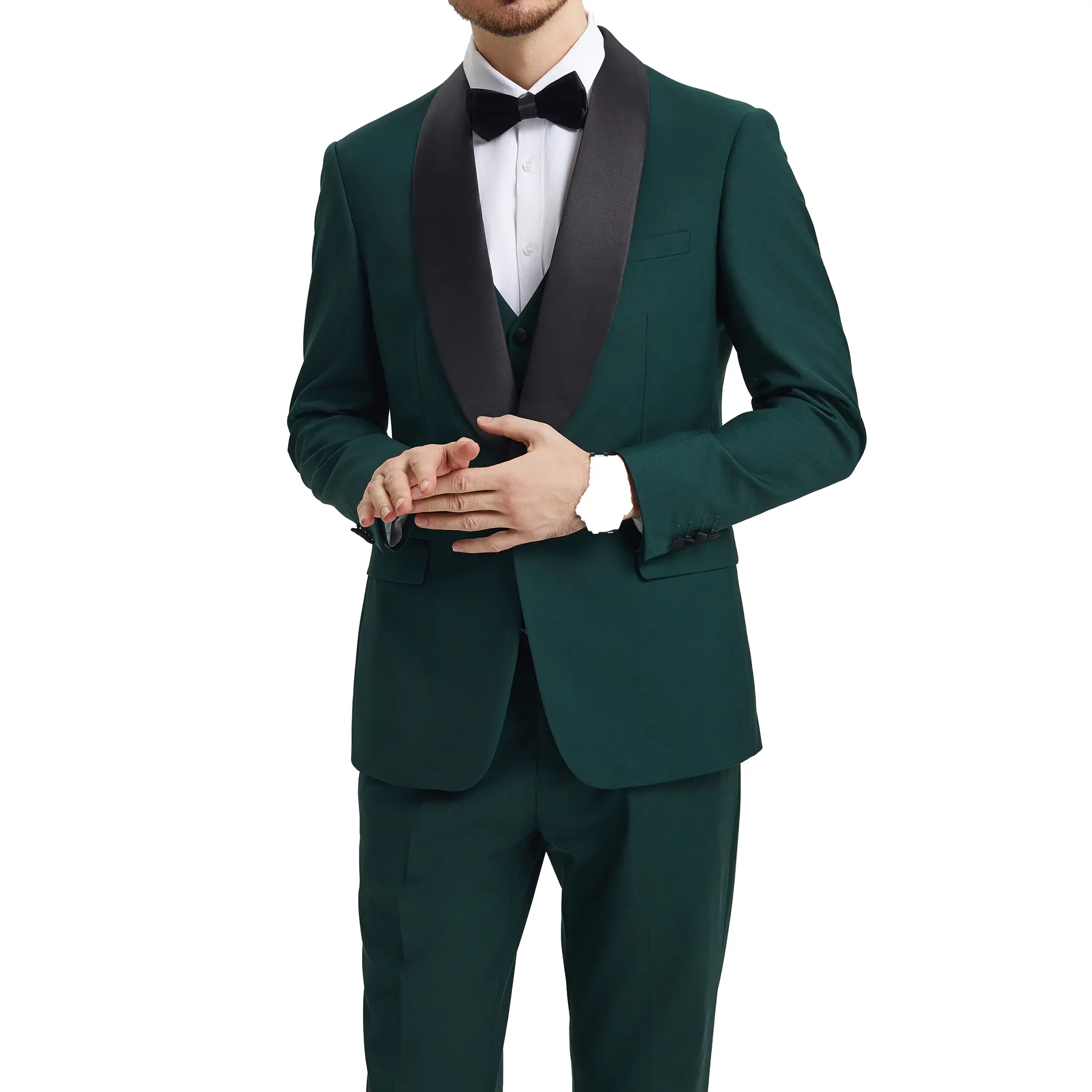 slim fit dress slacks Men Green Three Piece Suit Wedding Suit Emerald Green Wear Bespoke Him 54 / 42 main image 0