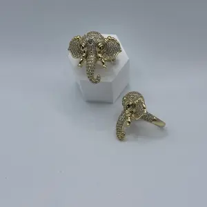 Elephant Ring - Gold Color, Decorative Design, Suitable for All Seasons