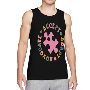 Everyone Communicates Differently Phrase Graphic vests Autism Awareness Print T Shirts Short Sleeve Casual Tops for Daily Outfits Black,L